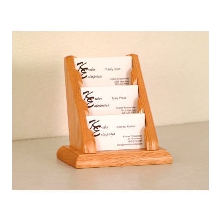 Wooden Mallet 3 Pocket Counter Top Business Card Holder - Light Oak BCC1-3LO